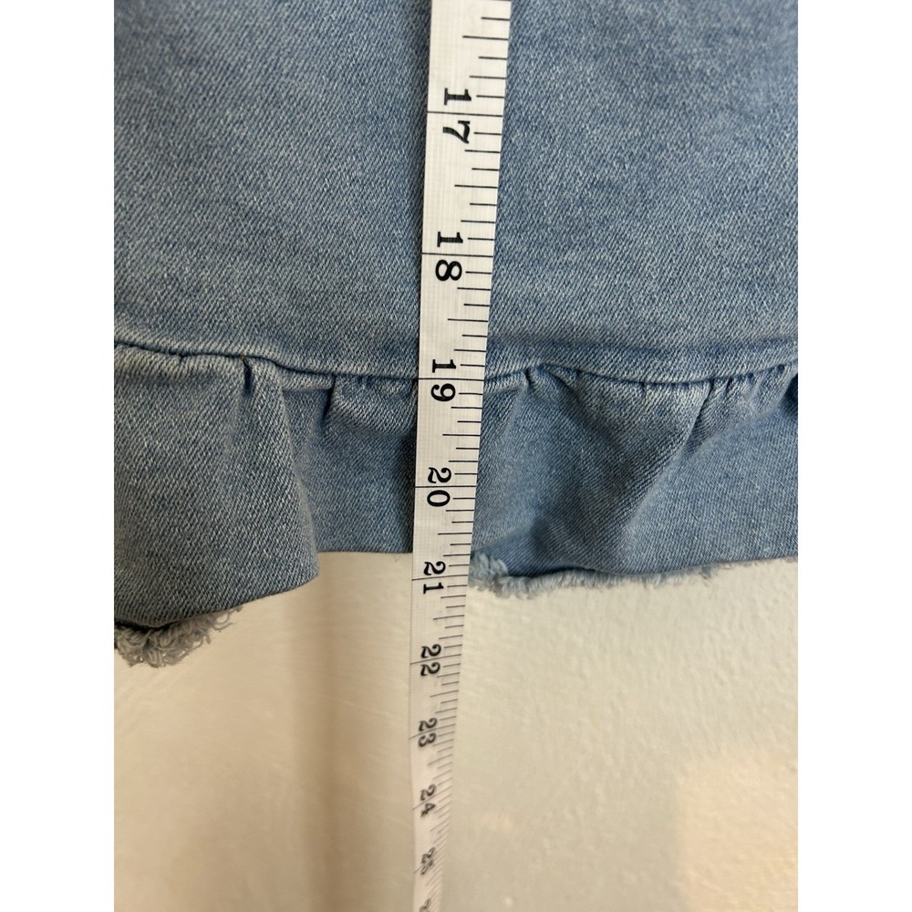 Esmara Women's Light Wash Cropped Denim Jacket Ruffle Hem Size 6 - Picture 5 of 6